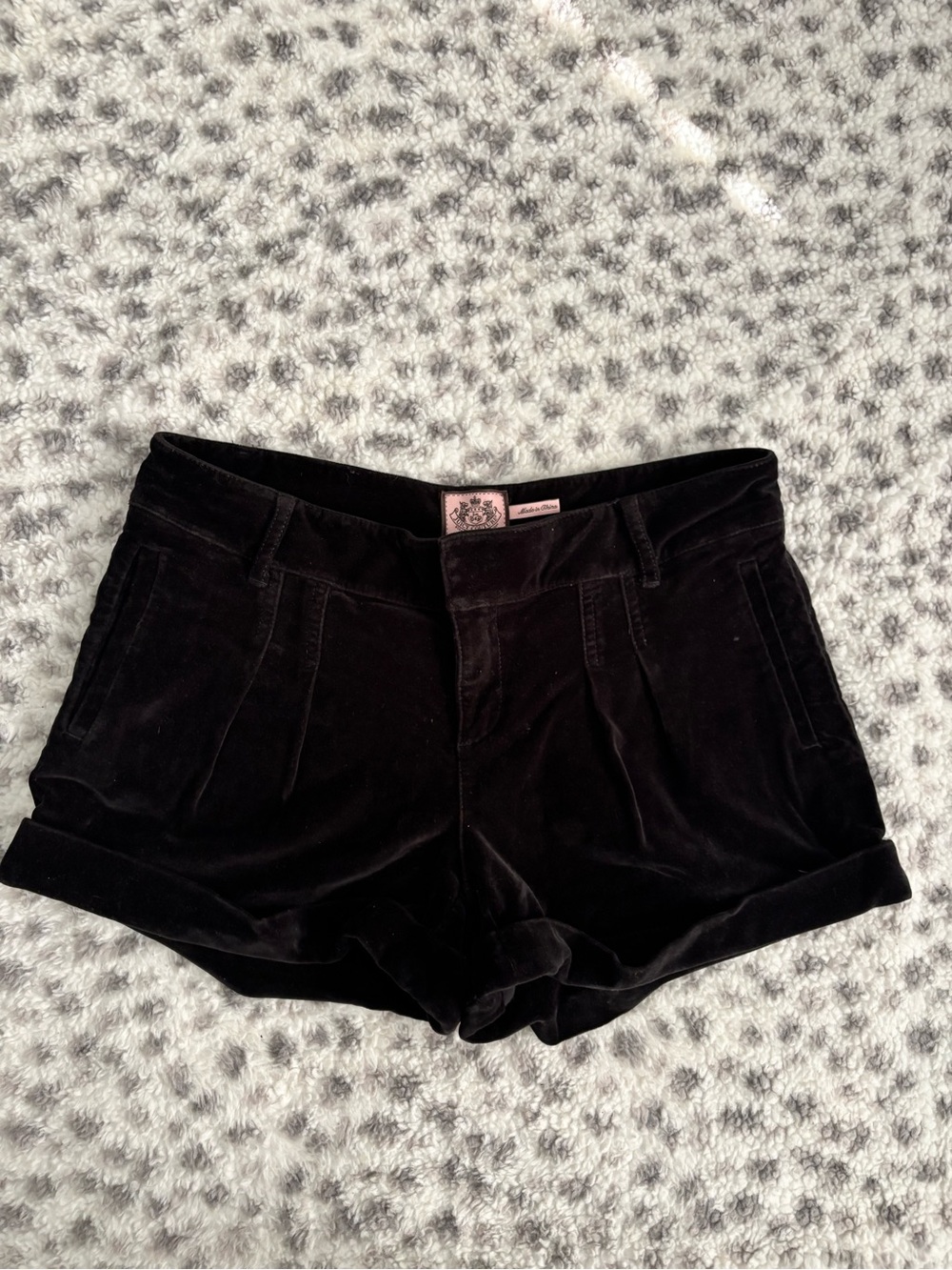 Y2K/Vintage Juicy Couture Black Velvet High-Waist Shorts